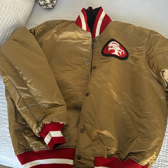 San Francisco 49ers Vintage 80s Starter Reversible Satin Bomber Jacket - Picture 4 of 5